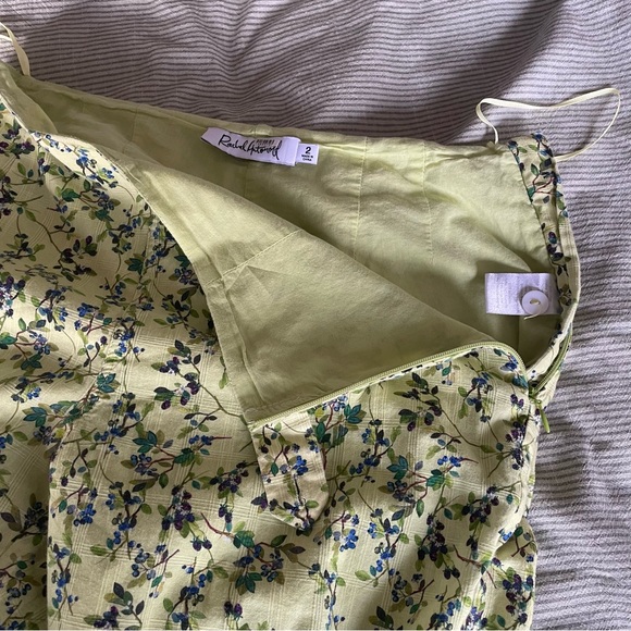 Rachel Antonoff Birdie Slim Straight Leg Pants Lime Green Chartreuse Blueberry 2 - Picture 4 of 8